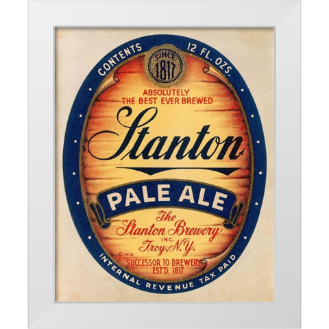 Stanton Pale Ale Beer White Modern Wood Framed Art Print by Vintage Booze Labels