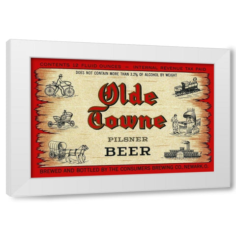Olde Towne Pilsner Beer White Modern Wood Framed Art Print by Vintage Booze Labels