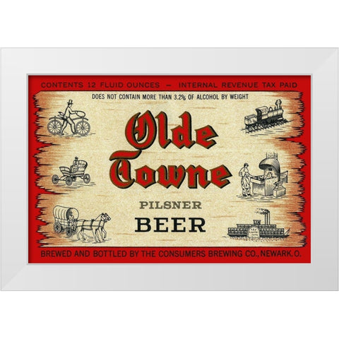 Olde Towne Pilsner Beer White Modern Wood Framed Art Print by Vintage Booze Labels