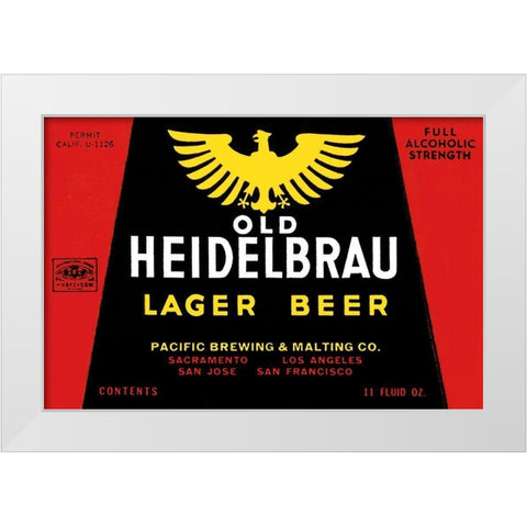 Old Heidelbrau Lager Beer White Modern Wood Framed Art Print by Vintage Booze Labels