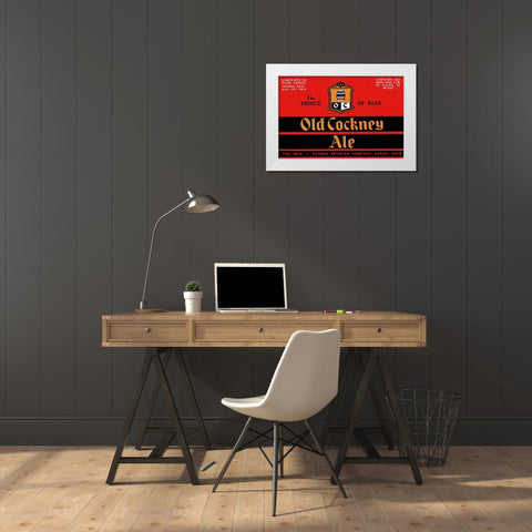 Old Cockney Ale White Modern Wood Framed Art Print by Vintage Booze Labels