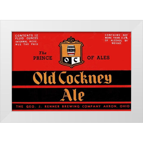 Old Cockney Ale White Modern Wood Framed Art Print by Vintage Booze Labels