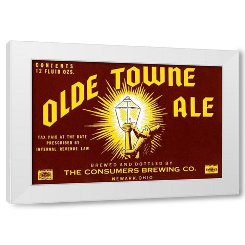 Olde Towne Ale White Modern Wood Framed Art Print by Vintage Booze Labels