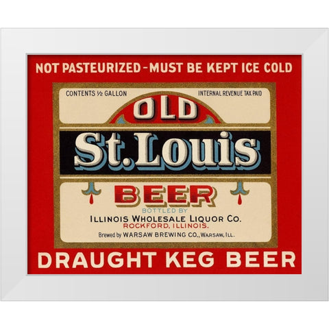 Old St. Louis Beer White Modern Wood Framed Art Print by Vintage Booze Labels