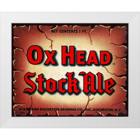 Ox Head Stock Ale White Modern Wood Framed Art Print by Vintage Booze Labels