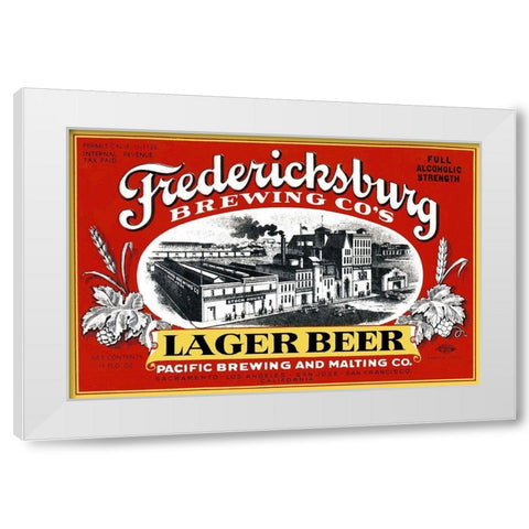 Fredericksburg Brewing Co.s Lager Beer White Modern Wood Framed Art Print by Vintage Booze Labels