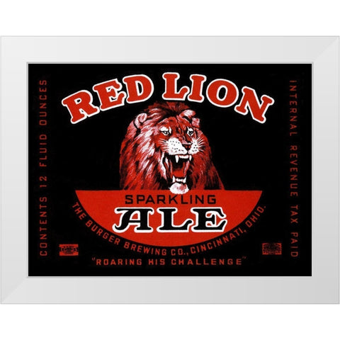Red Lion Ale White Modern Wood Framed Art Print by Vintage Booze Labels