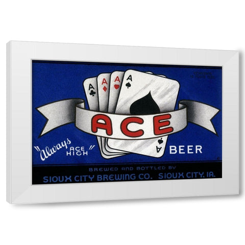 Ace Beer White Modern Wood Framed Art Print by Vintage Booze Labels