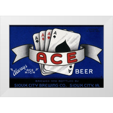 Ace Beer White Modern Wood Framed Art Print by Vintage Booze Labels