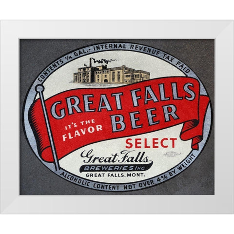 Great Falls Beer White Modern Wood Framed Art Print by Vintage Booze Labels