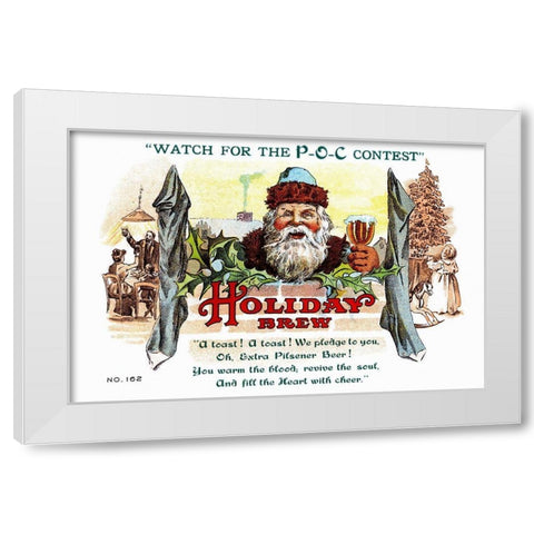 Holiday Brew White Modern Wood Framed Art Print by Vintage Booze Labels