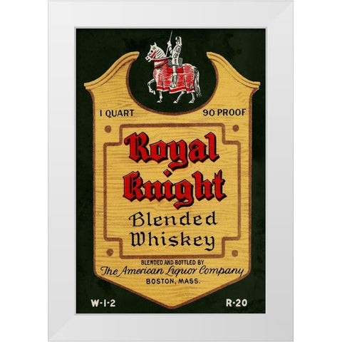 Royal Knight Blended Whiskey White Modern Wood Framed Art Print by Vintage Booze Labels