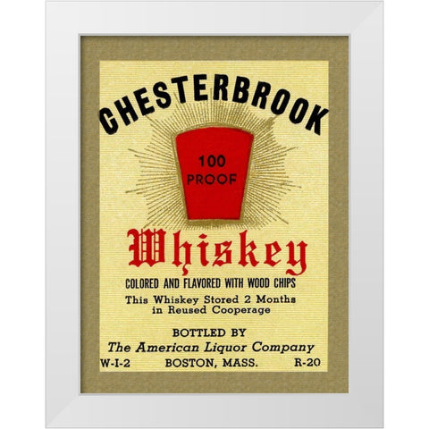 Chesterbrook Whiskey White Modern Wood Framed Art Print by Vintage Booze Labels