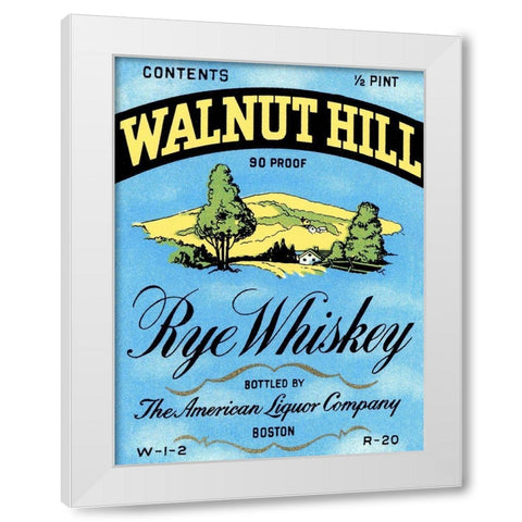 Walnut Hill Rye Whiskey White Modern Wood Framed Art Print by Vintage Booze Labels
