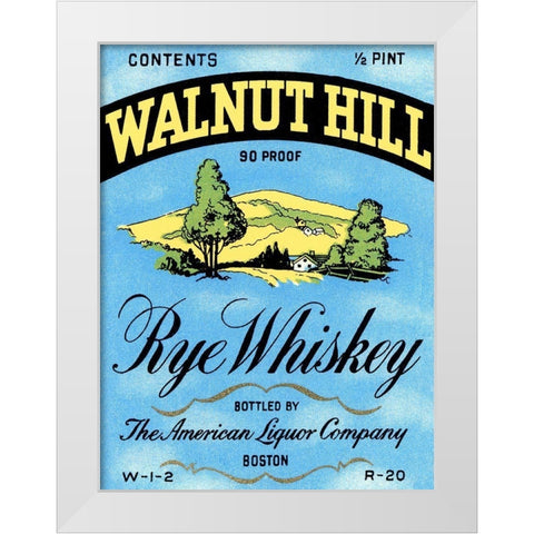 Walnut Hill Rye Whiskey White Modern Wood Framed Art Print by Vintage Booze Labels