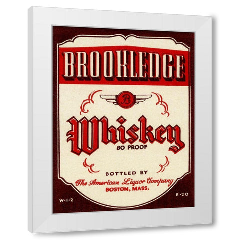 Brookledge Whiskey White Modern Wood Framed Art Print by Vintage Booze Labels