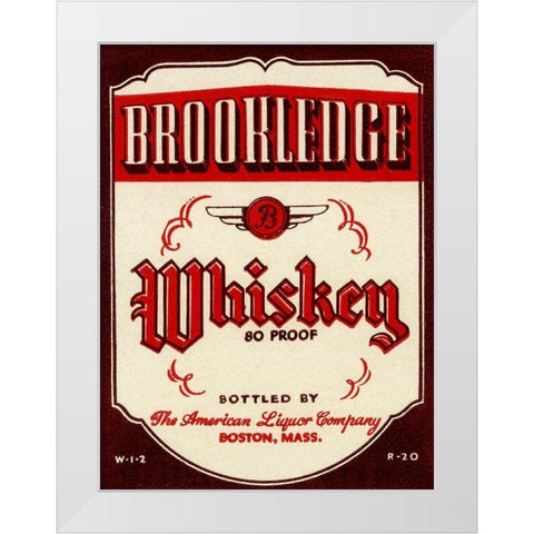 Brookledge Whiskey White Modern Wood Framed Art Print by Vintage Booze Labels