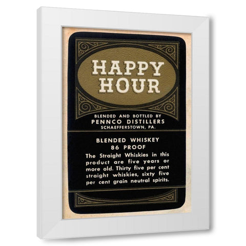 Happy Hour Blended Whiskey White Modern Wood Framed Art Print by Vintage Booze Labels