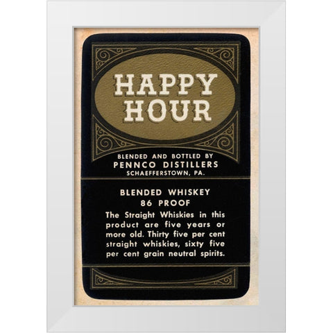 Happy Hour Blended Whiskey White Modern Wood Framed Art Print by Vintage Booze Labels