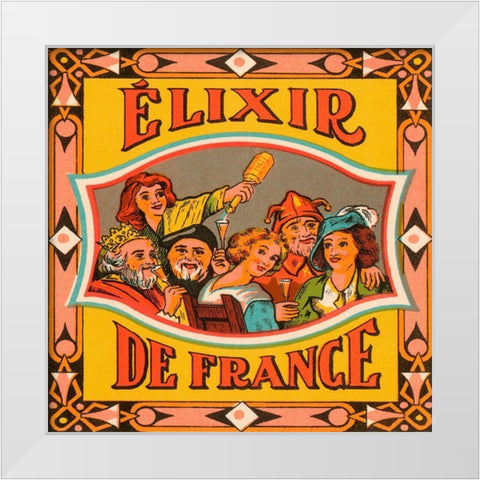 Elixir de France White Modern Wood Framed Art Print by Vintage Booze Labels
