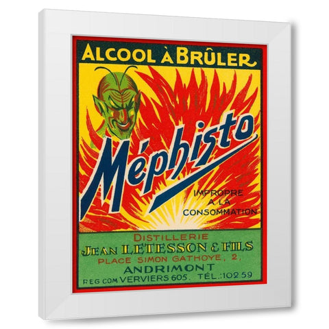 Mephisto - Alcool A Bruler White Modern Wood Framed Art Print by Vintage Booze Labels