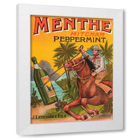 Menthe Peppermint White Modern Wood Framed Art Print by Vintage Booze Labels