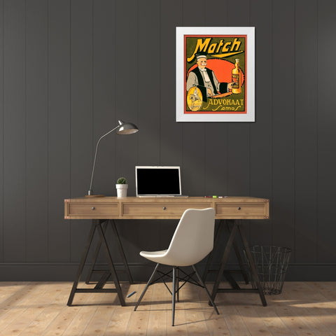 Match Advokaat Samos White Modern Wood Framed Art Print by Vintage Booze Labels