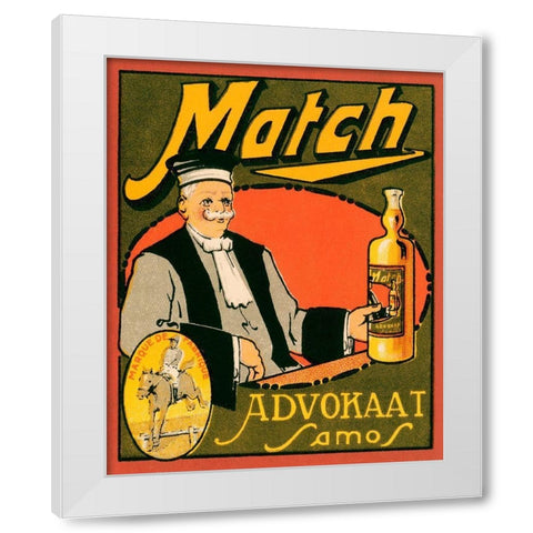 Match Advokaat Samos White Modern Wood Framed Art Print by Vintage Booze Labels