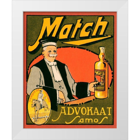 Match Advokaat Samos White Modern Wood Framed Art Print by Vintage Booze Labels