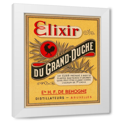 Elixir du Grand - Duche White Modern Wood Framed Art Print by Vintage Booze Labels