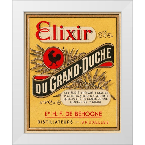 Elixir du Grand - Duche White Modern Wood Framed Art Print by Vintage Booze Labels