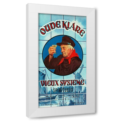 Oudeklare Vieux Systeme Spiritueux White Modern Wood Framed Art Print by Vintage Booze Labels