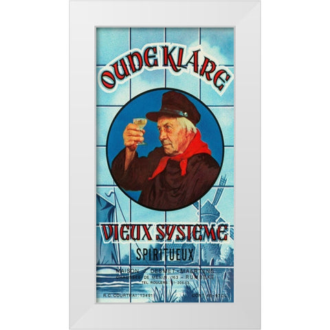 Oudeklare Vieux Systeme Spiritueux White Modern Wood Framed Art Print by Vintage Booze Labels