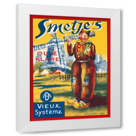 Smetjes Oude Klare White Modern Wood Framed Art Print by Vintage Booze Labels