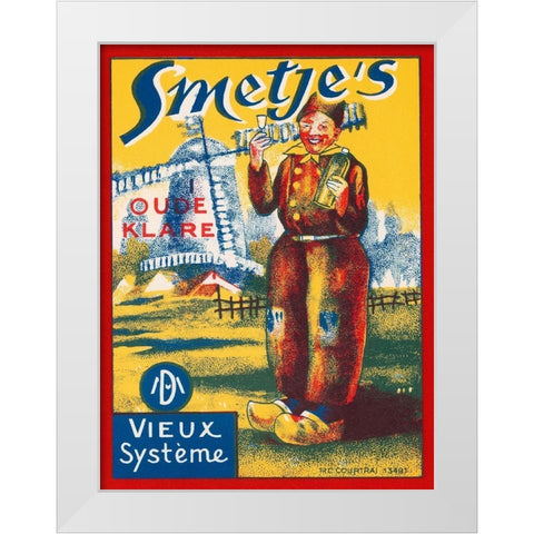 Smetjes Oude Klare White Modern Wood Framed Art Print by Vintage Booze Labels