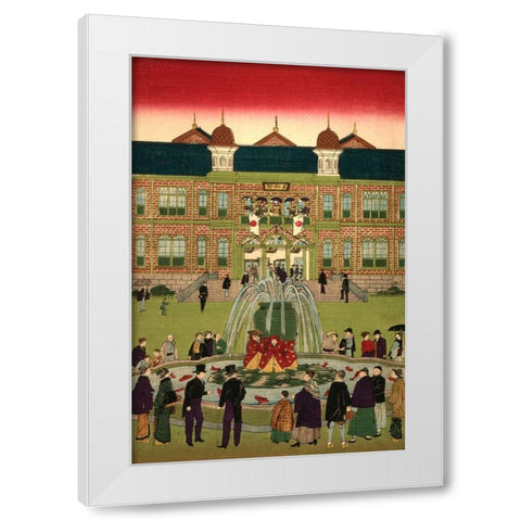 Second national industrial exhibition at Ueno Park  #2 White Modern Wood Framed Art Print by Hiroshige, Utagawa