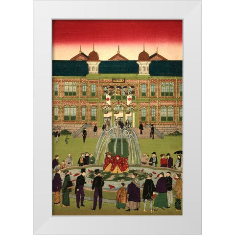 Second national industrial exhibition at Ueno Park  #2 White Modern Wood Framed Art Print by Hiroshige, Utagawa