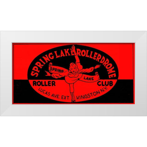 Spring Lake Rollerdome Roller Club White Modern Wood Framed Art Print by Retrorollers