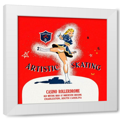 Artistic Skating White Modern Wood Framed Art Print by Retrorollers