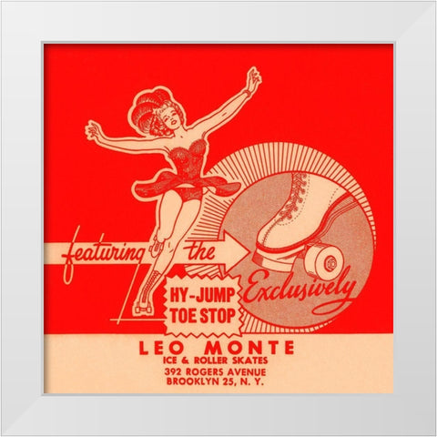 Leo Monte Ice and Roller Skates White Modern Wood Framed Art Print by Retrorollers