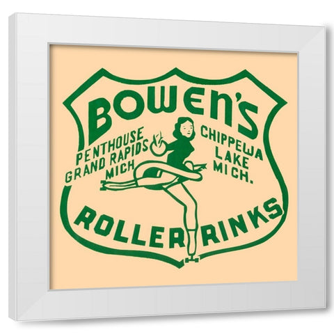 Bowens Roller Rinks White Modern Wood Framed Art Print by Retrorollers