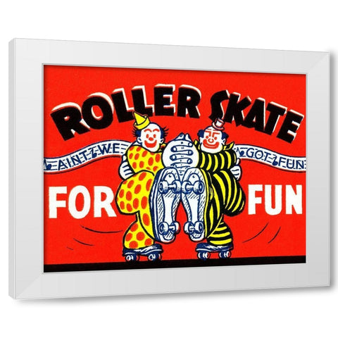 Roller Skate For Fun White Modern Wood Framed Art Print by Retrorollers