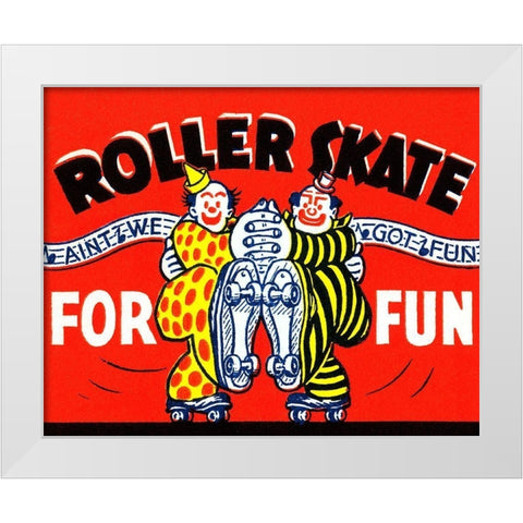Roller Skate For Fun White Modern Wood Framed Art Print by Retrorollers