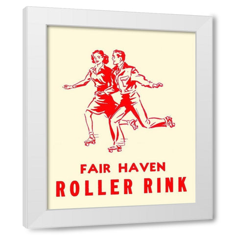 Fair Haven Roller Rink White Modern Wood Framed Art Print by Retrorollers