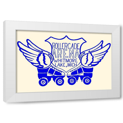 Rollercade Arena White Modern Wood Framed Art Print by Retrorollers