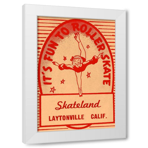 Its Fun To Roller Skate White Modern Wood Framed Art Print by Retrorollers