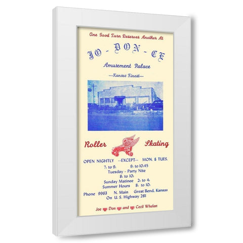 Jo-Don-Ce Amusement Palace Roller Skating White Modern Wood Framed Art Print by Retrorollers