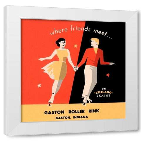 Where Friends Meet White Modern Wood Framed Art Print by Retrorollers
