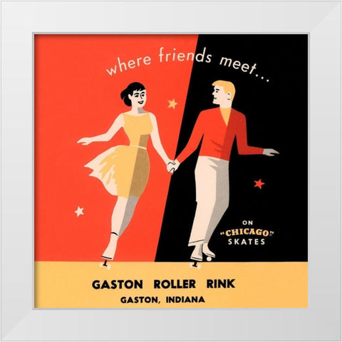 Where Friends Meet White Modern Wood Framed Art Print by Retrorollers