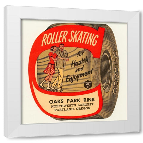 Roller Skating for Health and Enjoyment White Modern Wood Framed Art Print by Retrorollers
